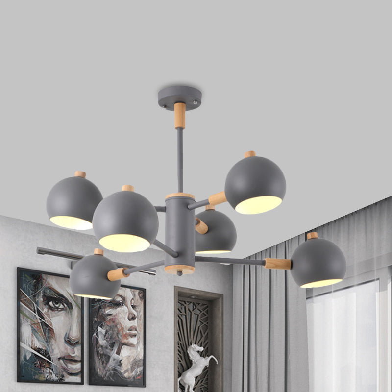 Nordic Metal Chandelier - Multi-Head Pendant Lighting In Green Grey And White 6 /