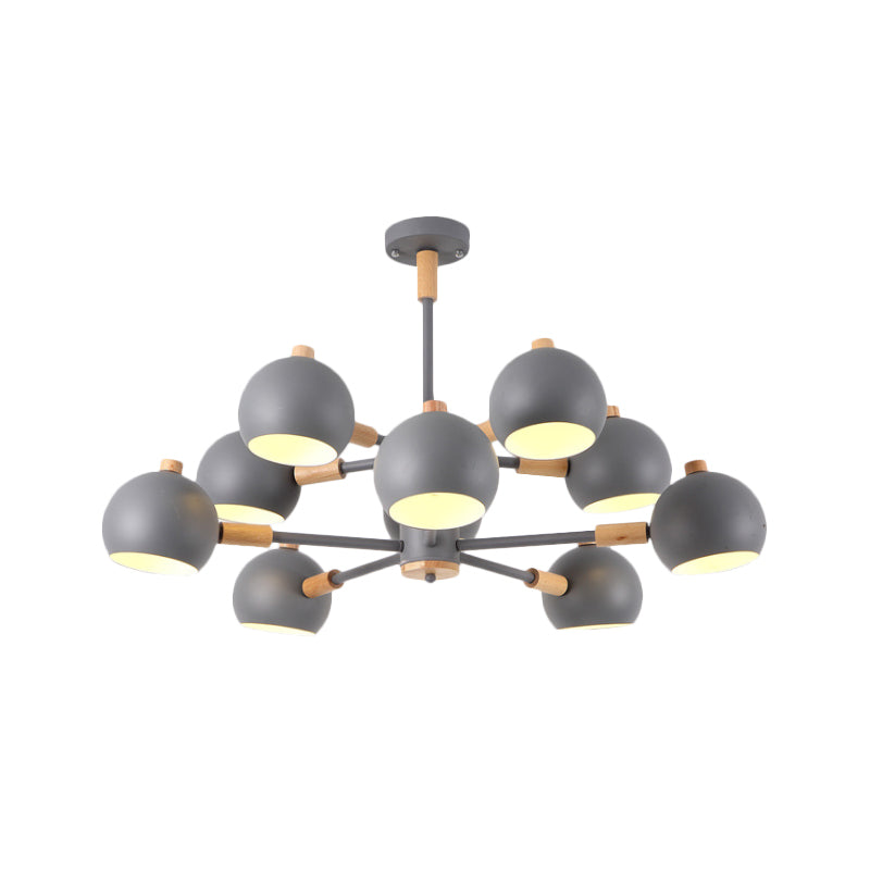 Nordic Metal Chandelier - Multi-Head Pendant Lighting In Green Grey And White