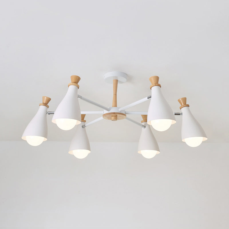 Metal Macaron Loft Candy Colored Pendant Light: Living Room Half-Bottle Chandelier - 6/8 Heads In