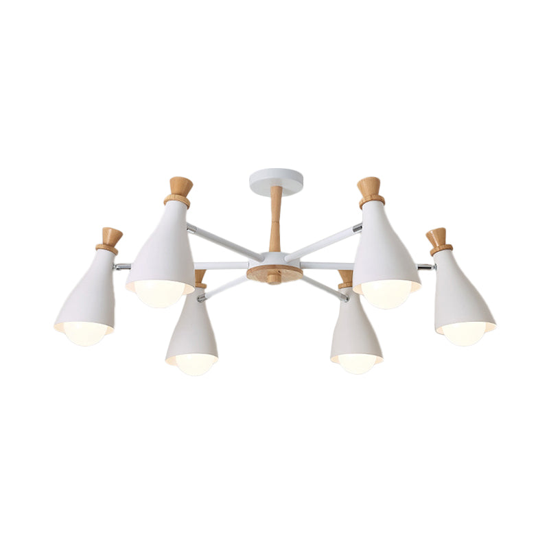 Metal Macaron Loft Candy Colored Pendant Light: Living Room Half-Bottle Chandelier - 6/8 Heads In