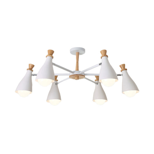 Metal Macaron Loft Candy Colored Pendant Light: Living Room Half-Bottle Chandelier - 6/8 Heads In