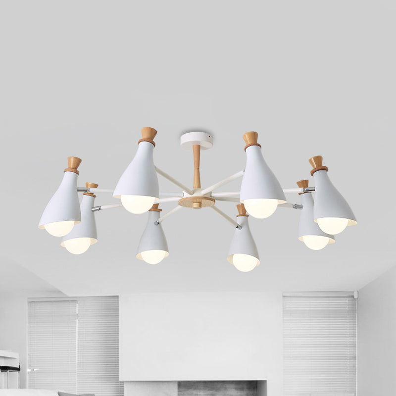 Metal Macaron Loft Candy Colored Pendant Light: Living Room Half-Bottle Chandelier - 6/8 Heads In