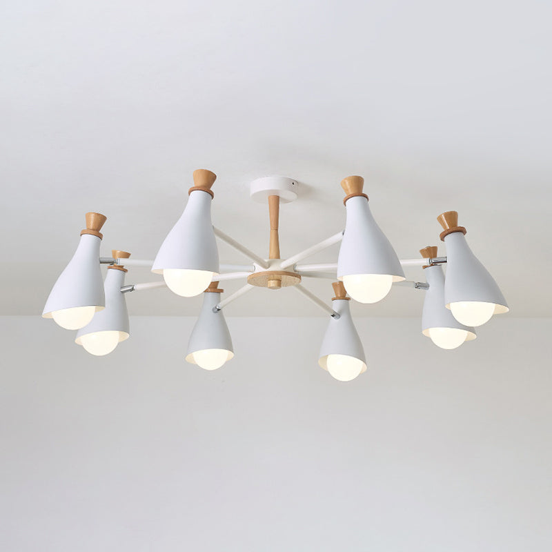 Metal Macaron Loft Candy Colored Pendant Light: Living Room Half-Bottle Chandelier - 6/8 Heads In