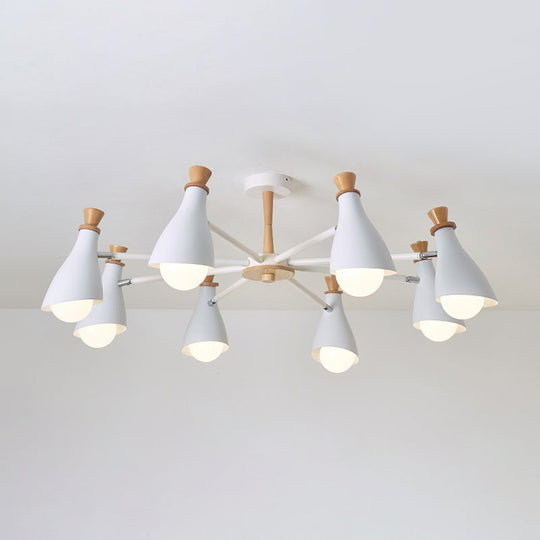 Metal Macaron Loft Candy Colored Pendant Light: Living Room Half-Bottle Chandelier - 6/8 Heads In