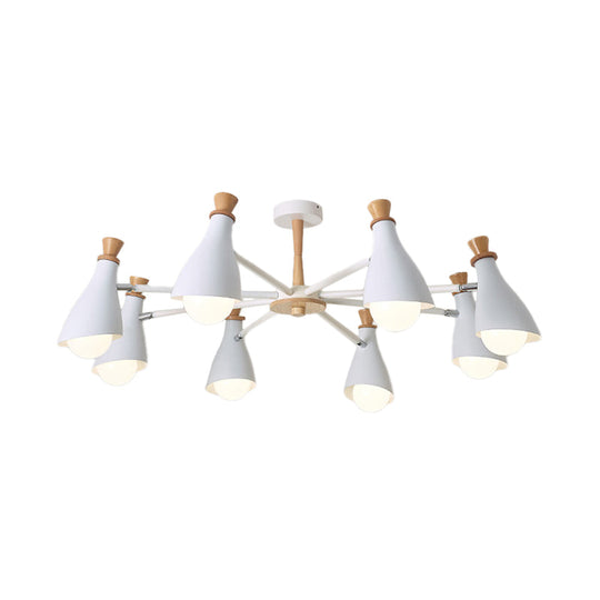 Metal Macaron Loft Candy Colored Pendant Light: Living Room Half-Bottle Chandelier - 6/8 Heads In