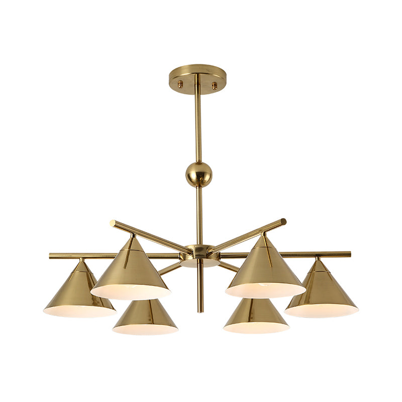 Kid Bedroom 6-Head Macaron Candy Colored Chandelier: Metallic Pyramid Design Hanging Light