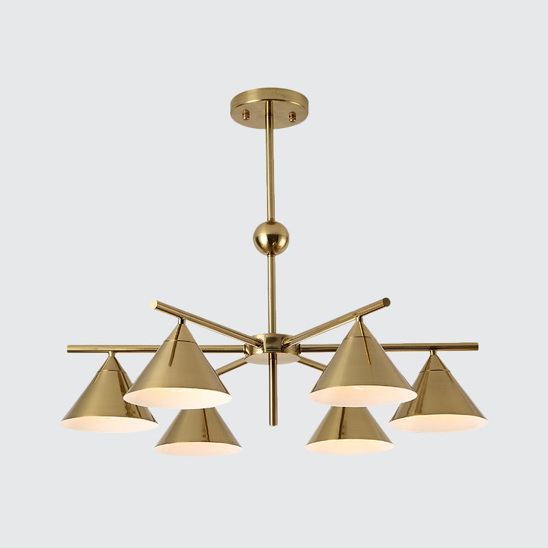 Kid Bedroom 6-Head Macaron Candy Colored Chandelier: Metallic Pyramid Design Hanging Light