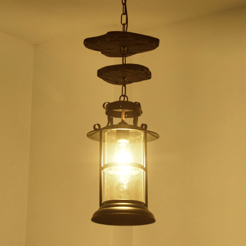 Industrial Clear Glass Single-Light Pendant Ceiling Light For Living Room Or Coffee Shop