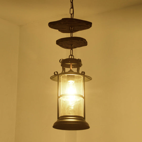 Industrial Clear Glass Single-Light Pendant Ceiling Light For Living Room Or Coffee Shop