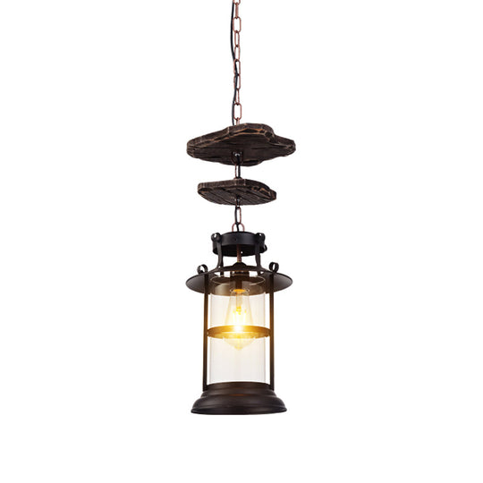 Industrial Clear Glass Single-Light Pendant Ceiling Light For Living Room Or Coffee Shop