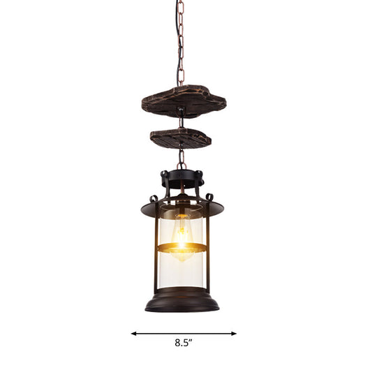 Industrial Clear Glass Single-Light Pendant Ceiling Light For Living Room Or Coffee Shop