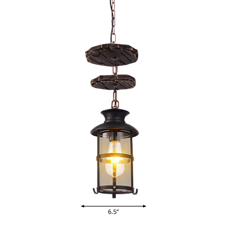 Industrial Clear Glass Single-Light Pendant Ceiling Light For Living Room Or Coffee Shop