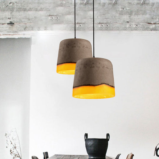 Grey Industrial Cement and Resin Pendant Lamp with 1 Head - Perfect for Restaurants!