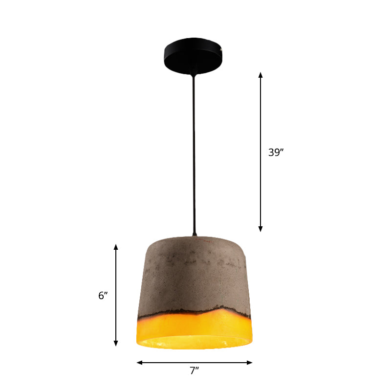 Grey Industrial Cement and Resin Pendant Lamp with 1 Head - Perfect for Restaurants!