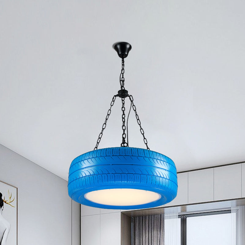 Industrial Rubber Chandelier With Hanging Chain For Bar Creative And Unique Tire Design