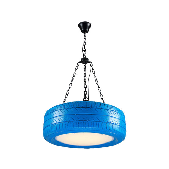 Industrial Rubber Chandelier With Hanging Chain For Bar Creative And Unique Tire Design