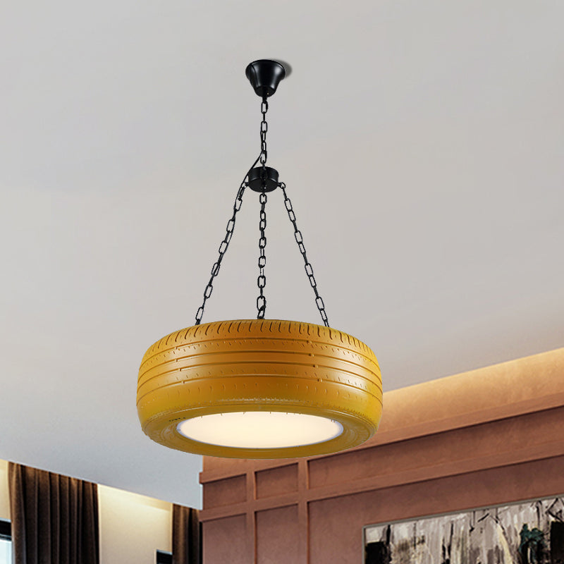 Industrial Rubber Chandelier With Hanging Chain For Bar Creative And Unique Tire Design