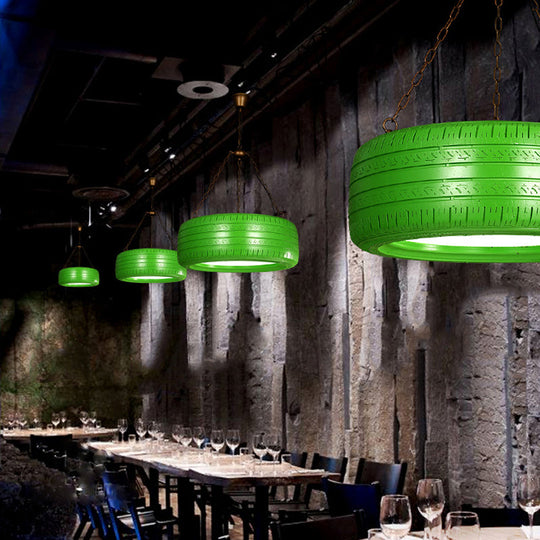 Industrial Rubber Chandelier With Hanging Chain For Bar Creative And Unique Tire Design