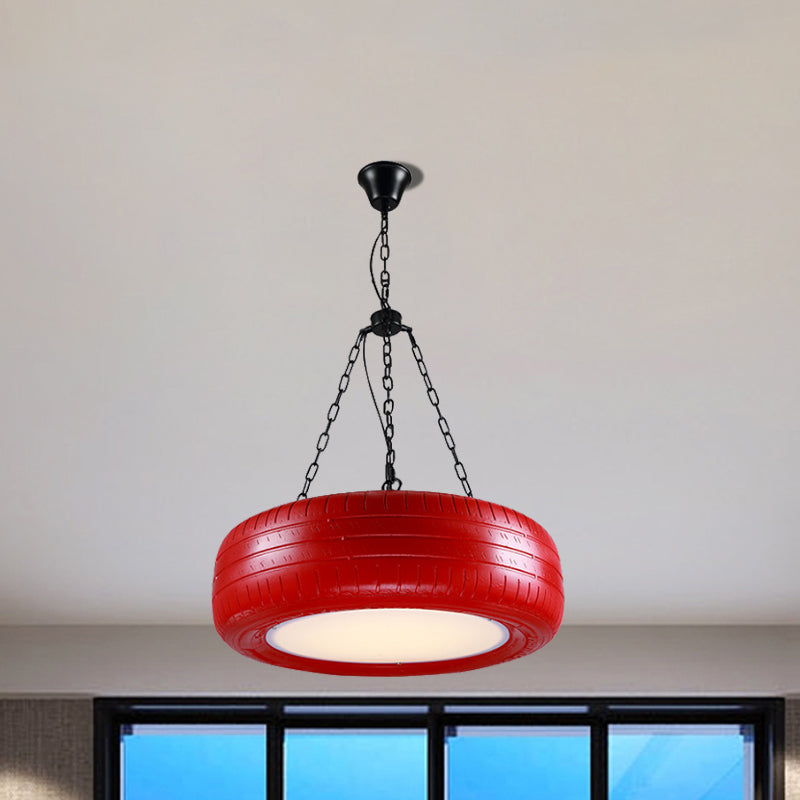 Industrial Rubber Chandelier With Hanging Chain For Bar Creative And Unique Tire Design