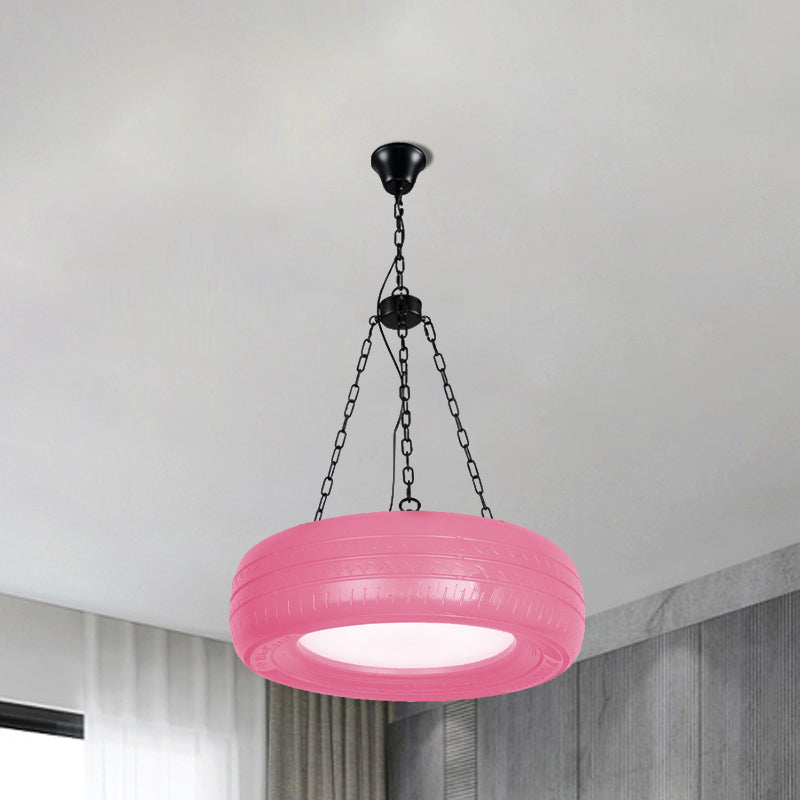 Industrial Rubber Chandelier With Hanging Chain For Bar Creative And Unique Tire Design