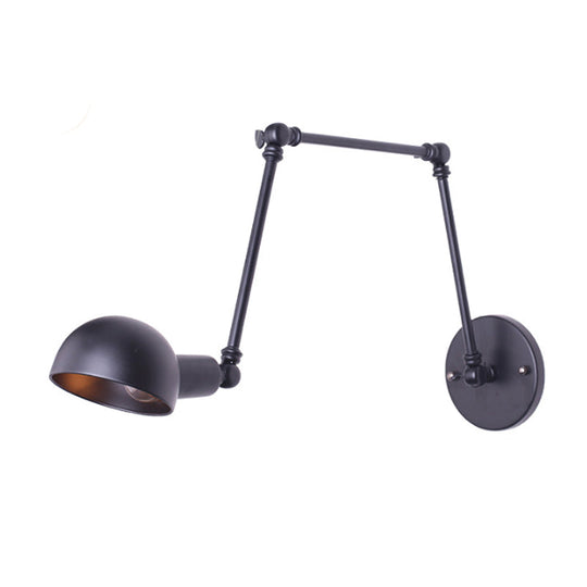 Stylish Loft Bowl Wall Light - Metallic Sconce With Extendable Plug-In Cord (1 Bulb Black)