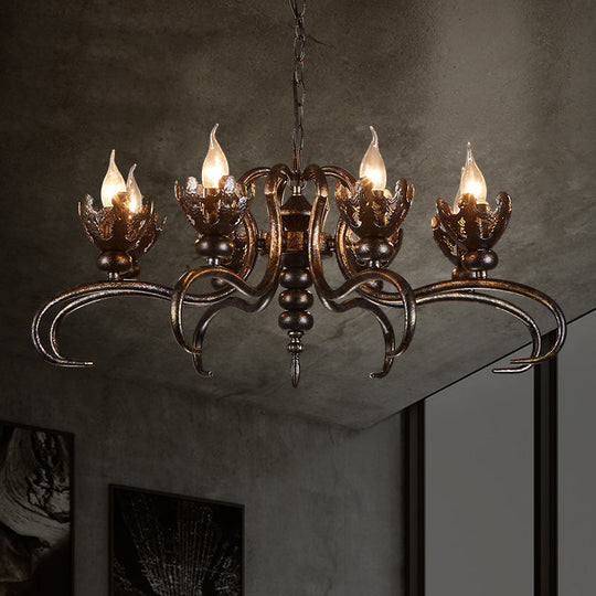 Rustic Antique Candle Chandelier – Stylish Twist Arm Pendant Light for Farmhouse Décor