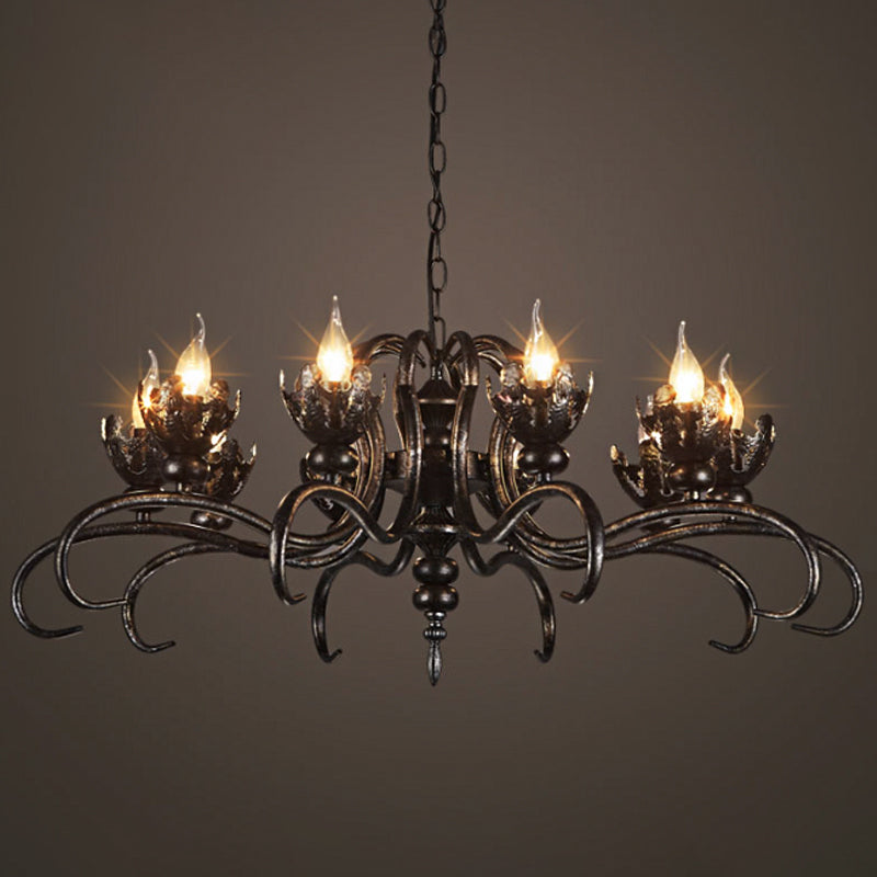 Rustic Antique Candle Chandelier – Stylish Twist Arm Pendant Light for Farmhouse Décor