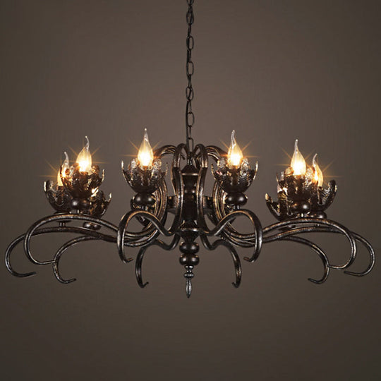 Rustic Antique Candle Chandelier – Stylish Twist Arm Pendant Light for Farmhouse Décor