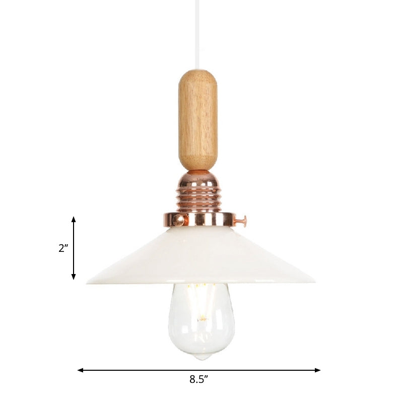 Industrial Glass Cone Pendant Light With Clear/White Dome And Saucer - 1 Hanging Ceiling Fixture