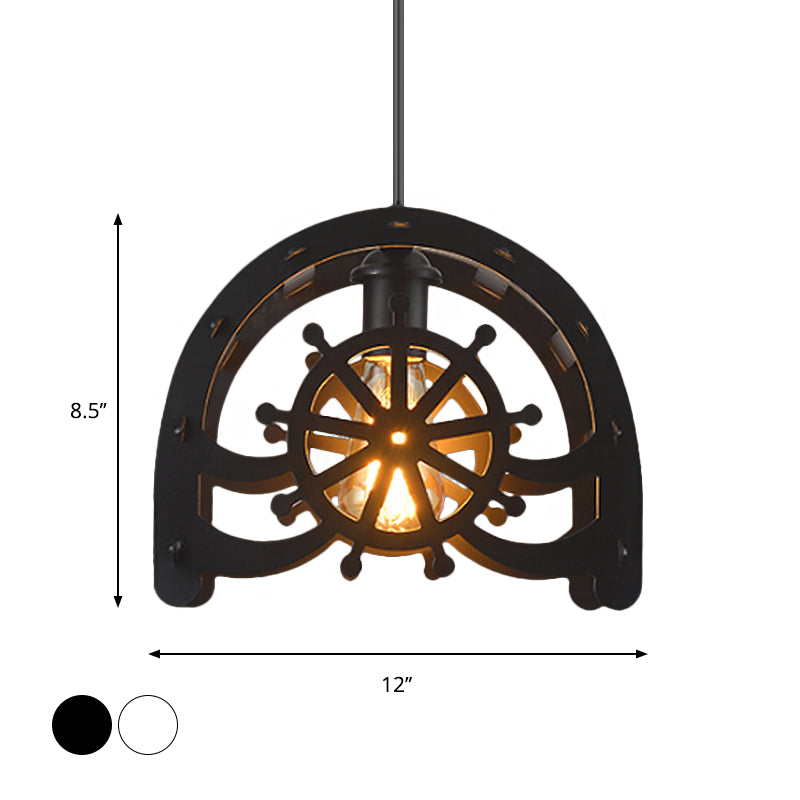 Industrial Cafe Pendant Light With Creative Waterwheel Design - Metallic Finish