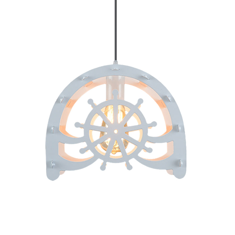 Industrial Cafe Pendant Light With Creative Waterwheel Design - Metallic Finish