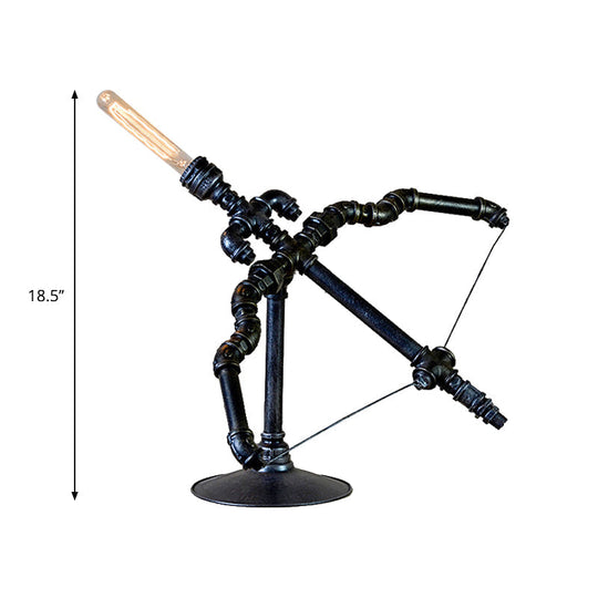 Vintage Style Black Bow And Arrow Metal Table Lamp With Pipe Design - Perfect For Restaurants 1