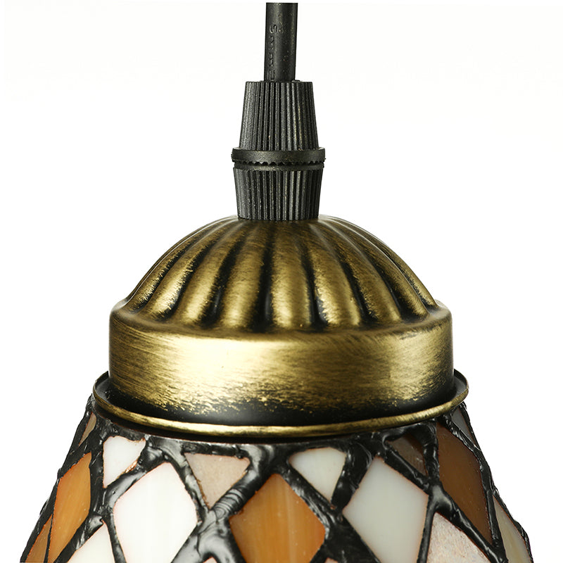 Tiffany Hand Rolled Art Glass Cone Shape Hanging Lamp Kit - 1 Light Brown Suspended Fixture for Living Room