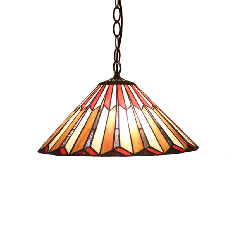 Brown Tiffany Hanging Pendant Light: Stained Art Glass Ceiling Fixture for Living Room