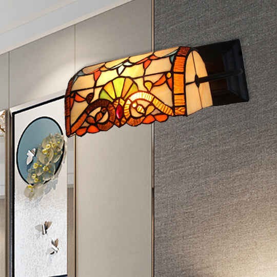 Victorian Style Stained Glass Wall Lamp For Office - Beige