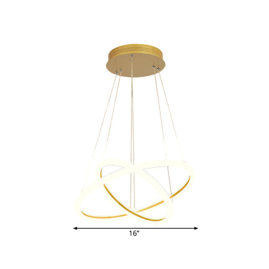 Modern Gold Dual Ring Chandelier Led Suspension Lighting For Dining Room Warm/White Light