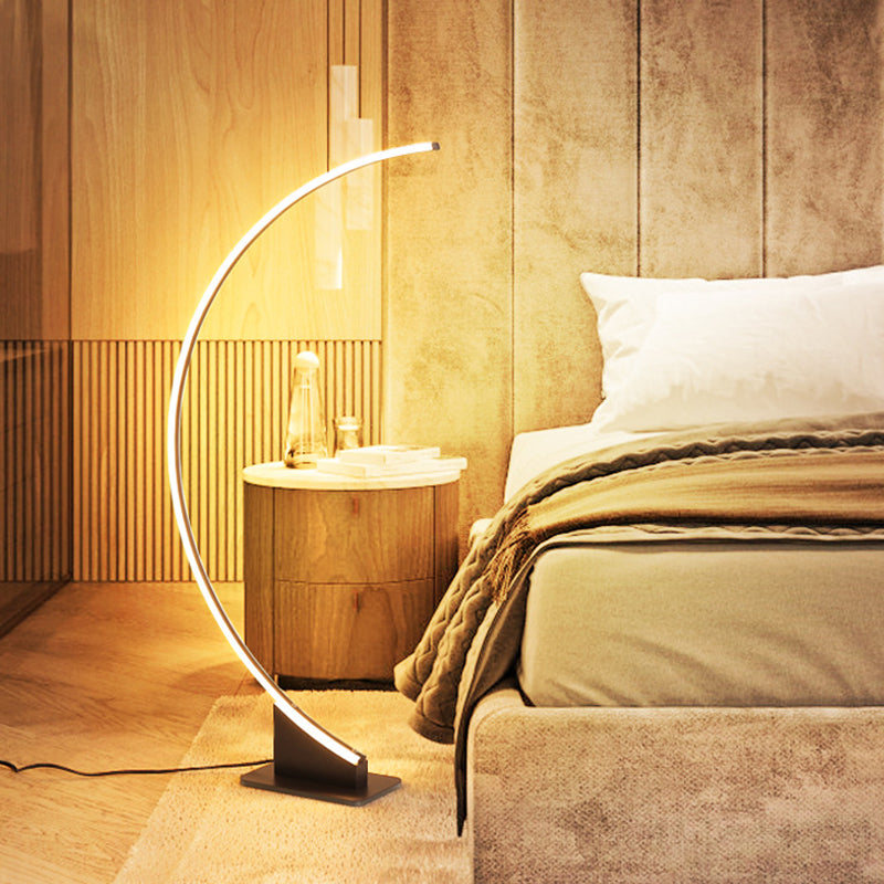 Arch Floor Lamp With Minimalist Design And Led Lighting - Ideal For Bedroom Warm/White Light Coffee