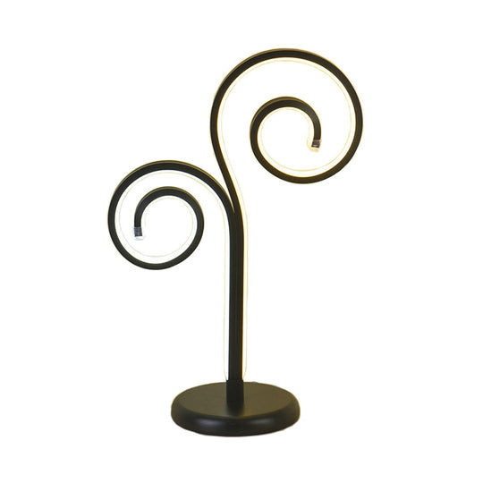 Contemporary Metallic Swirling Nightstand Lamp - Black/White/Gold Led Desk Light