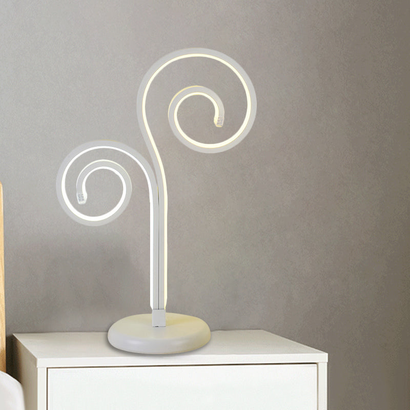 Contemporary Metallic Swirling Nightstand Lamp - Black/White/Gold Led Desk Light