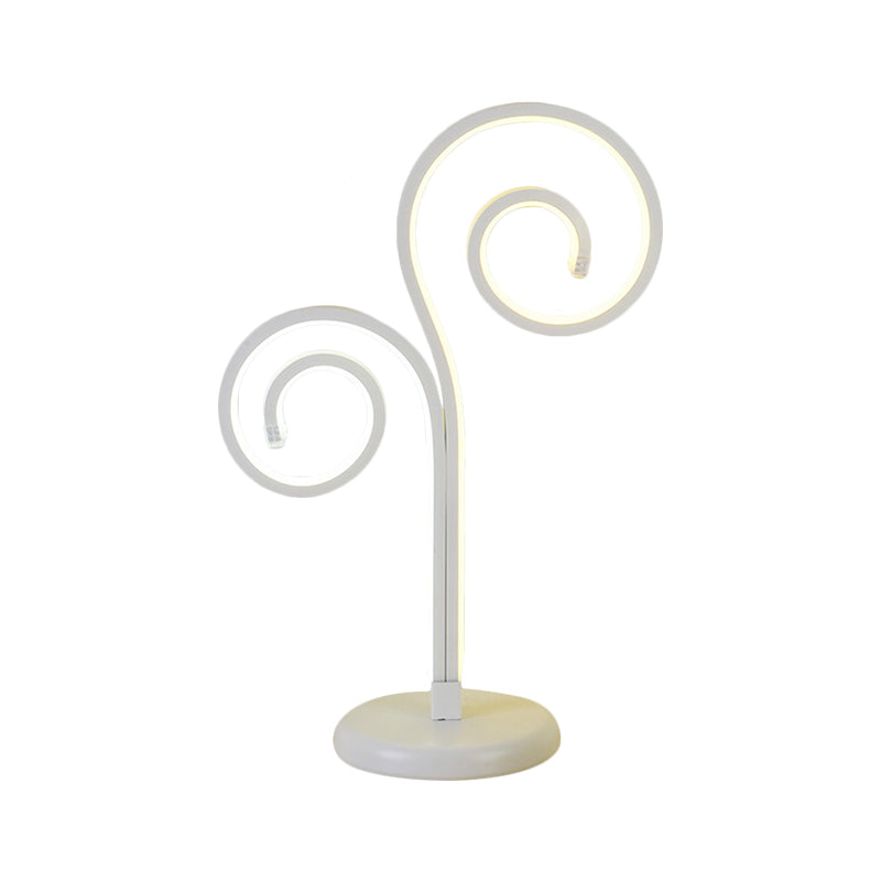 Contemporary Metallic Swirling Nightstand Lamp - Black/White/Gold Led Desk Light