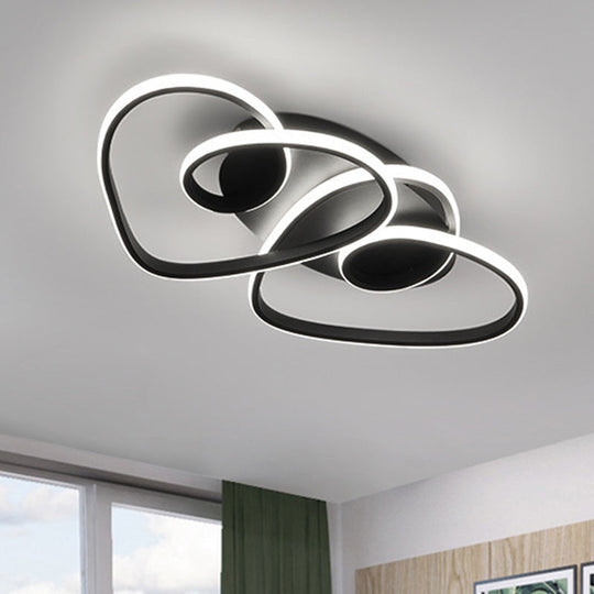 Romantic Loving Heart Flush Ceiling Light – Modern Metal LED Flush Mount in Warm or White Light