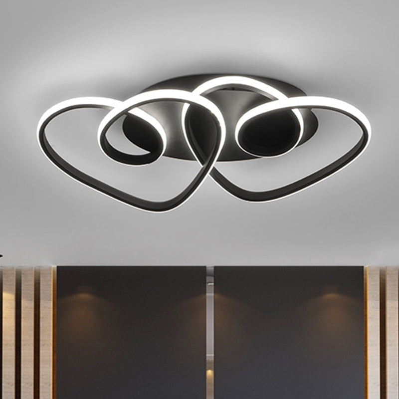 Romantic Loving Heart Flush Ceiling Light – Modern Metal LED Flush Mount in Warm or White Light