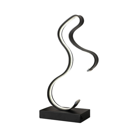 Contemporary Led Horsey Table Lamp In Black/Gold Metal With Stylish Rectangle Pedestal