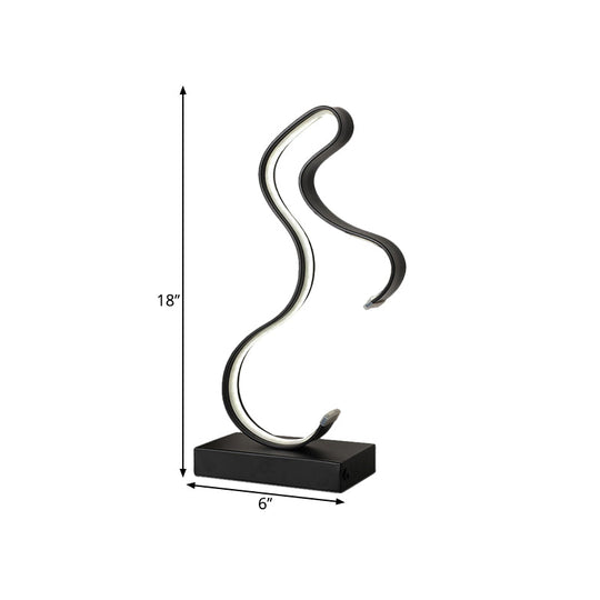 Contemporary Led Horsey Table Lamp In Black/Gold Metal With Stylish Rectangle Pedestal