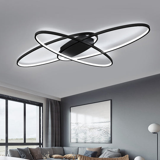 Minimalist Metal Elliptical Flush Mount LED Ceiling Lamp in Warm/White Light (Black/White)