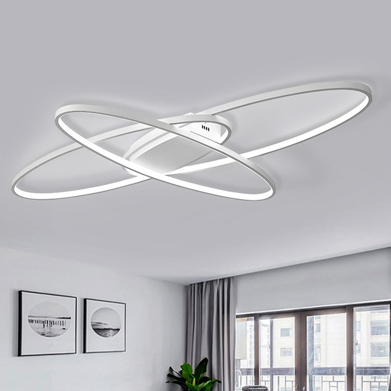 Minimalist Metal Elliptical Flush Mount LED Ceiling Lamp in Warm/White Light (Black/White)