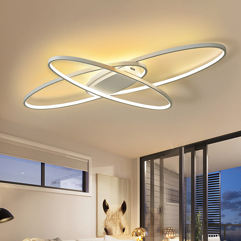 Minimalist Metal Elliptical Flush Mount LED Ceiling Lamp in Warm/White Light (Black/White)