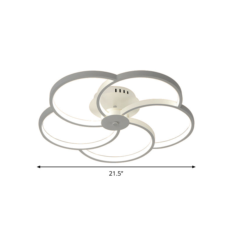 Modern Flower Metal Led Ceiling Light In 18/21.5 - Black/White With Warm/White/Natural Options