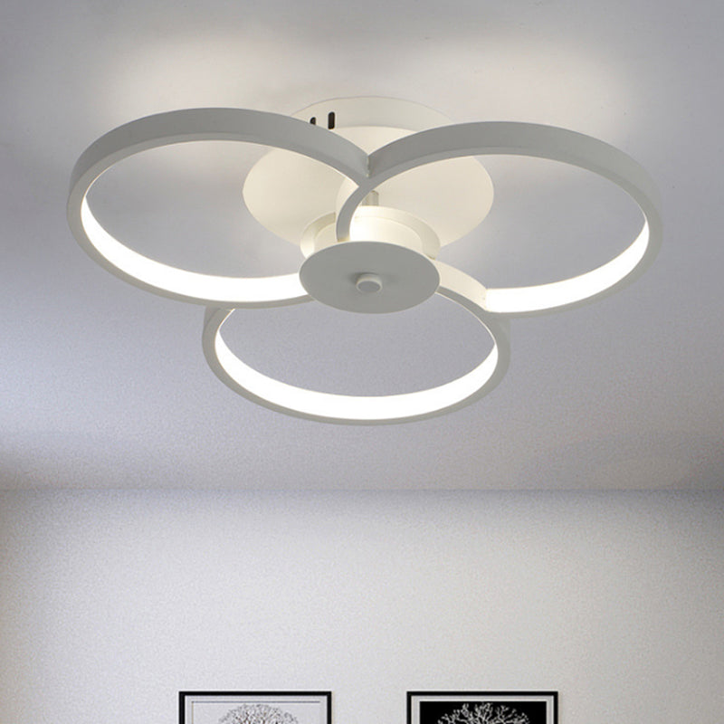 Modern Flower Metal LED Ceiling Light in 18"/21.5" - Black/White with Warm/White/Natural Light Options