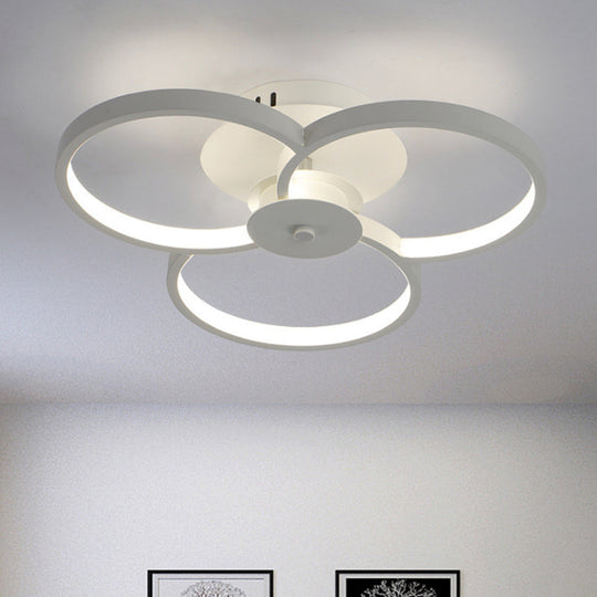 Modern Flower Metal Led Ceiling Light In 18/21.5 - Black/White With Warm/White/Natural Options White